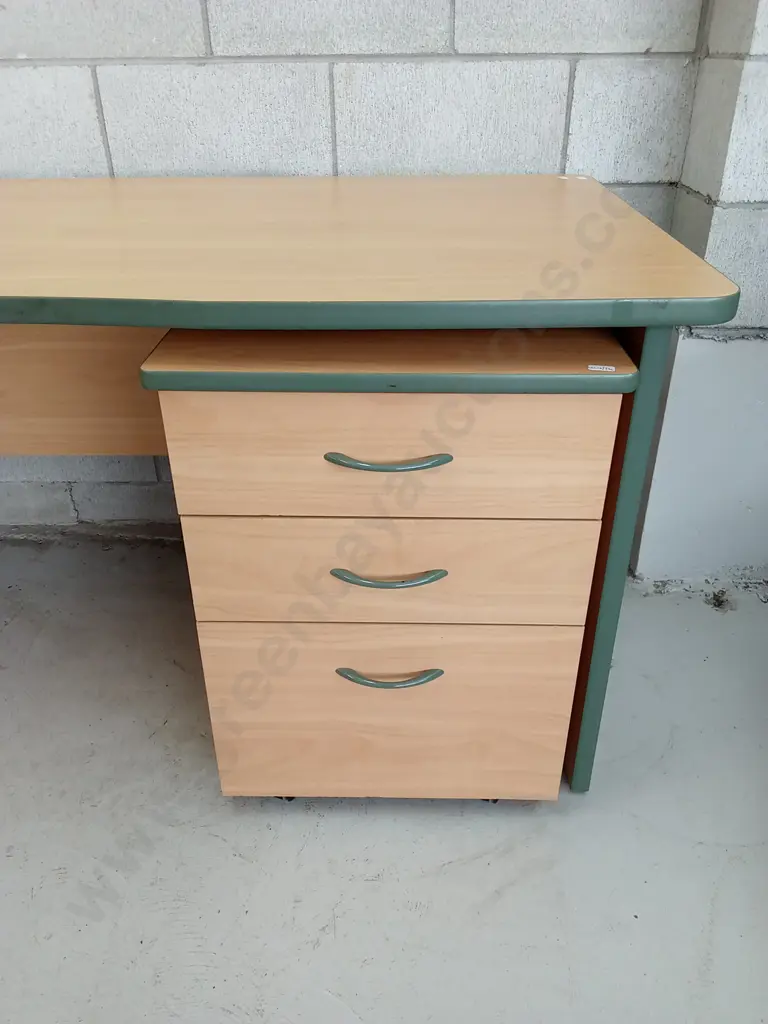 LARGE WOODEN DESK, EASY ASSEMBLY, H 74CM X W 171CM X D 76CM AND CABINET, H 67CM X W 49CM X D 53CM Image 1++