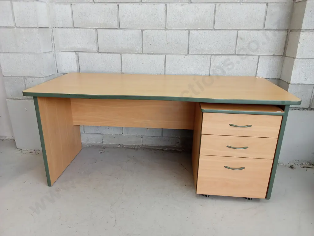LARGE WOODEN DESK, EASY ASSEMBLY, H 74CM X W 171CM X D 76CM AND CABINET, H 67CM X W 49CM X D 53CM Image 1++