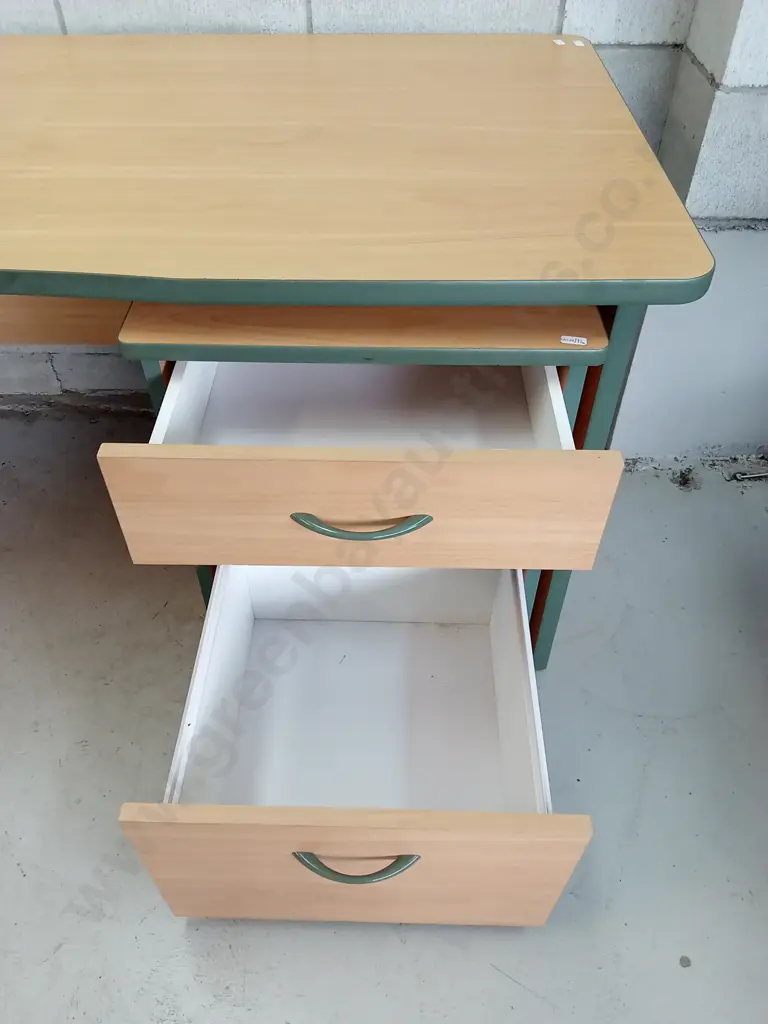 LARGE WOODEN DESK, EASY ASSEMBLY, H 74CM X W 171CM X D 76CM AND CABINET, H 67CM X W 49CM X D 53CM Image 1++