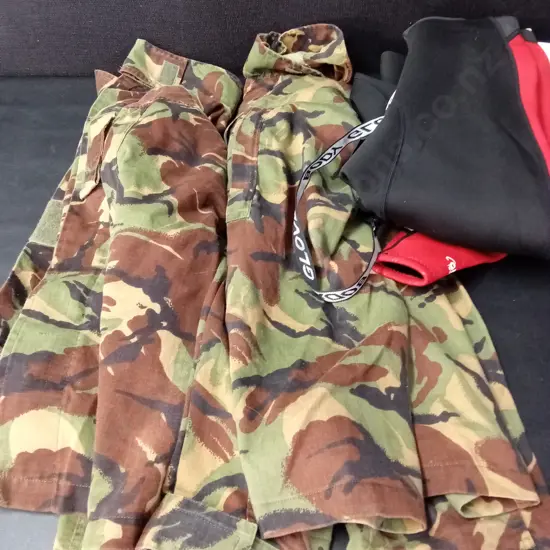 2 ARMY JACKETS AND A CHILDRENS WETSUIT