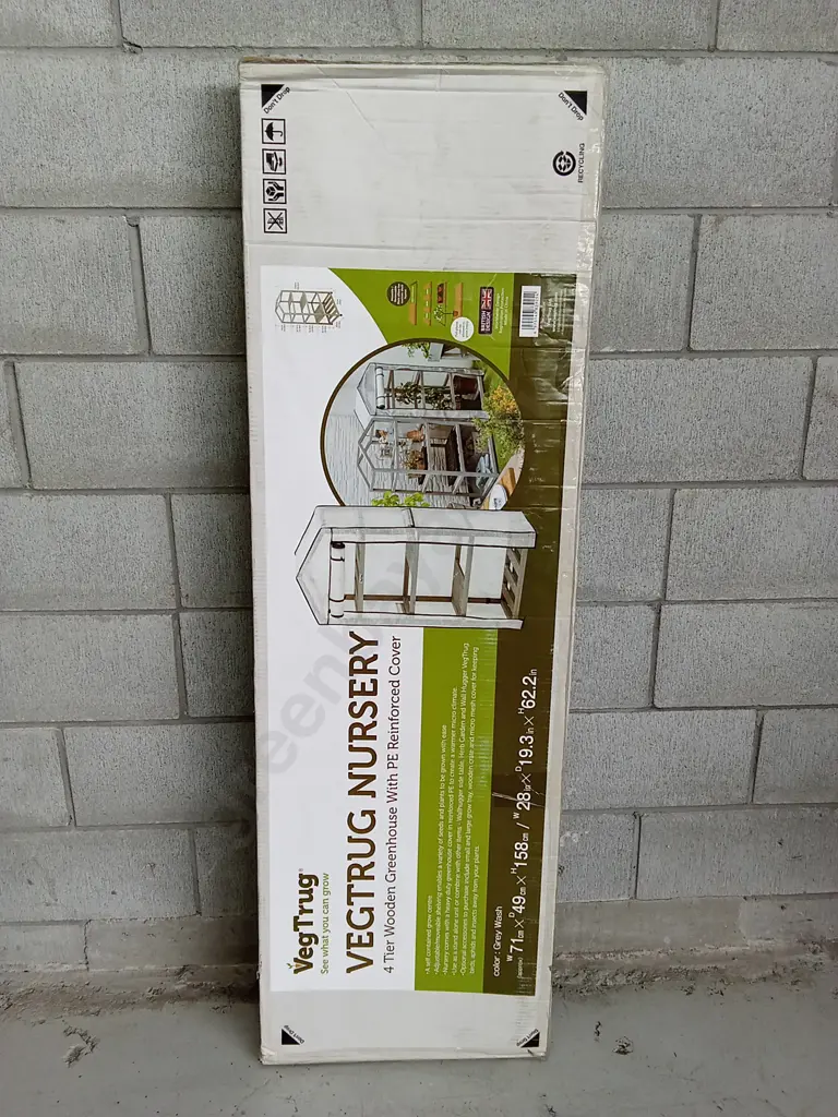 BRAND NEW VEGTRUG 4 TIER WOODEN GREENHOUSE, 71CM X 49CM X 158CM Image 1++