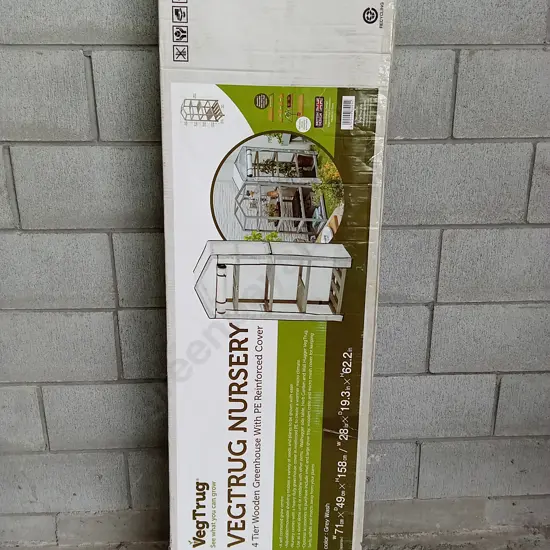 BRAND NEW VEGTRUG 4 TIER WOODEN GREENHOUSE, 71CM X 49CM X 158CM