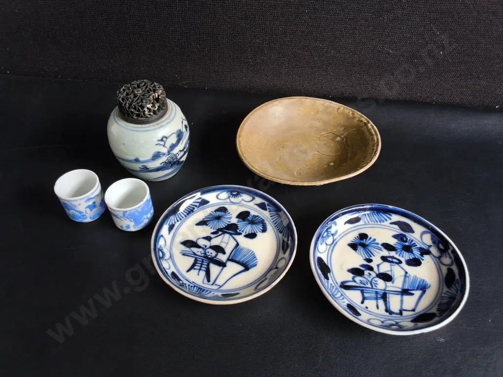 VINTAGE CHINESE EXPORT ITEMS, 6 PIECES, TALLEST H 11 CM, DAMAGE PICTURED Image 1++