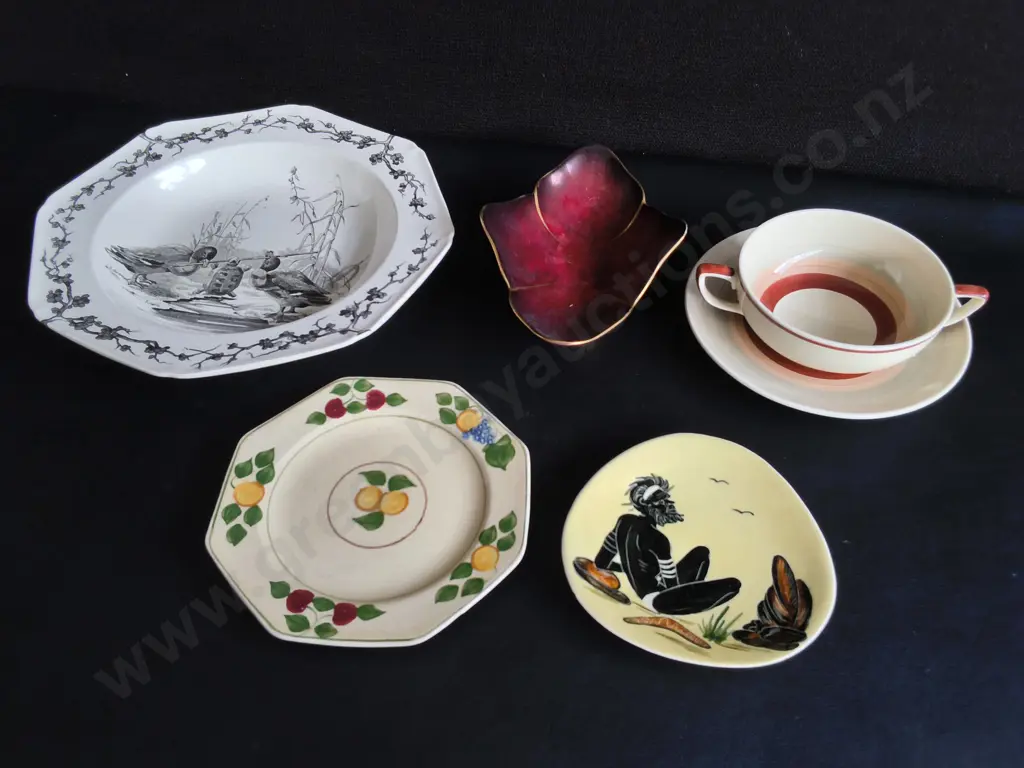 VINTAGE AND ART DECO CERAMIC DISHES, 6 PIECES, WIDEST DIA 26 CM Image 1++