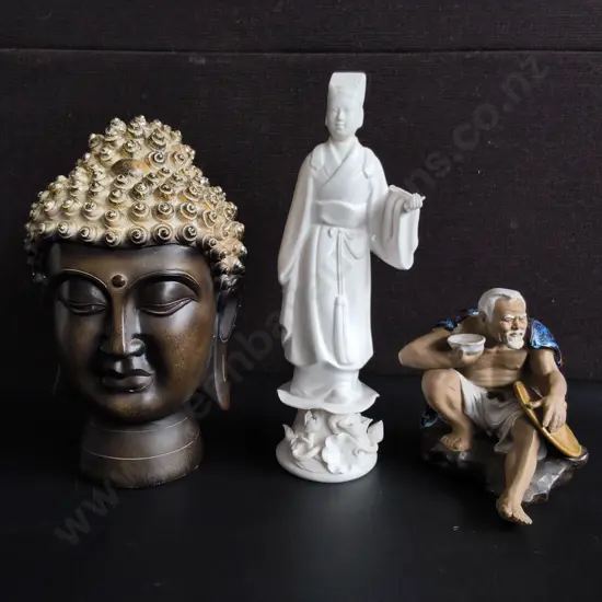 3 PIECES EASTERN DECOR, TALLEST H 28 CM