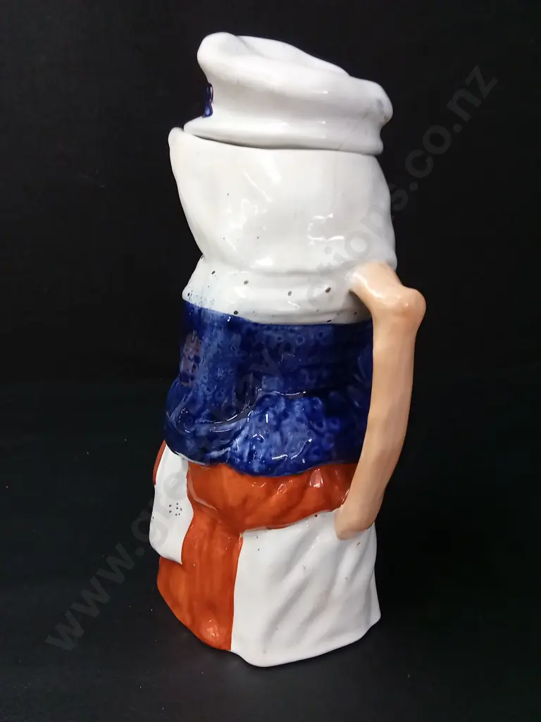 VINTAGE JUDY JUG FROM PUNCH AND JUDY H29CM, DAMAGE TO INSIDE OF LID AS PICTURED Image 1++
