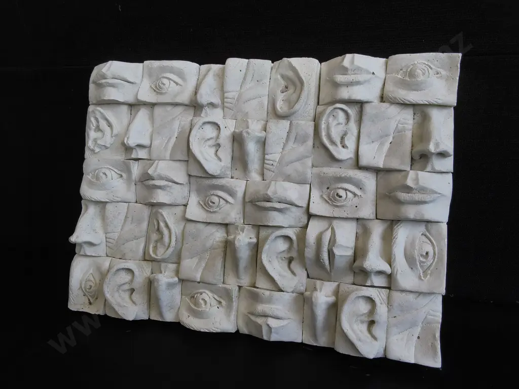 "CAST INTO OBLIVION" PLASTER ART BY LUIS VELOCCI, NZ 1998' W 44 CM Image 1++