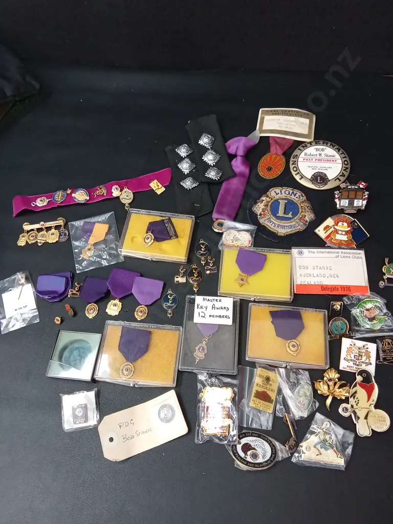COLLECTION OF VINTAGE LIONS CLUB AWARDS, PINS AND BADGES Image 1++