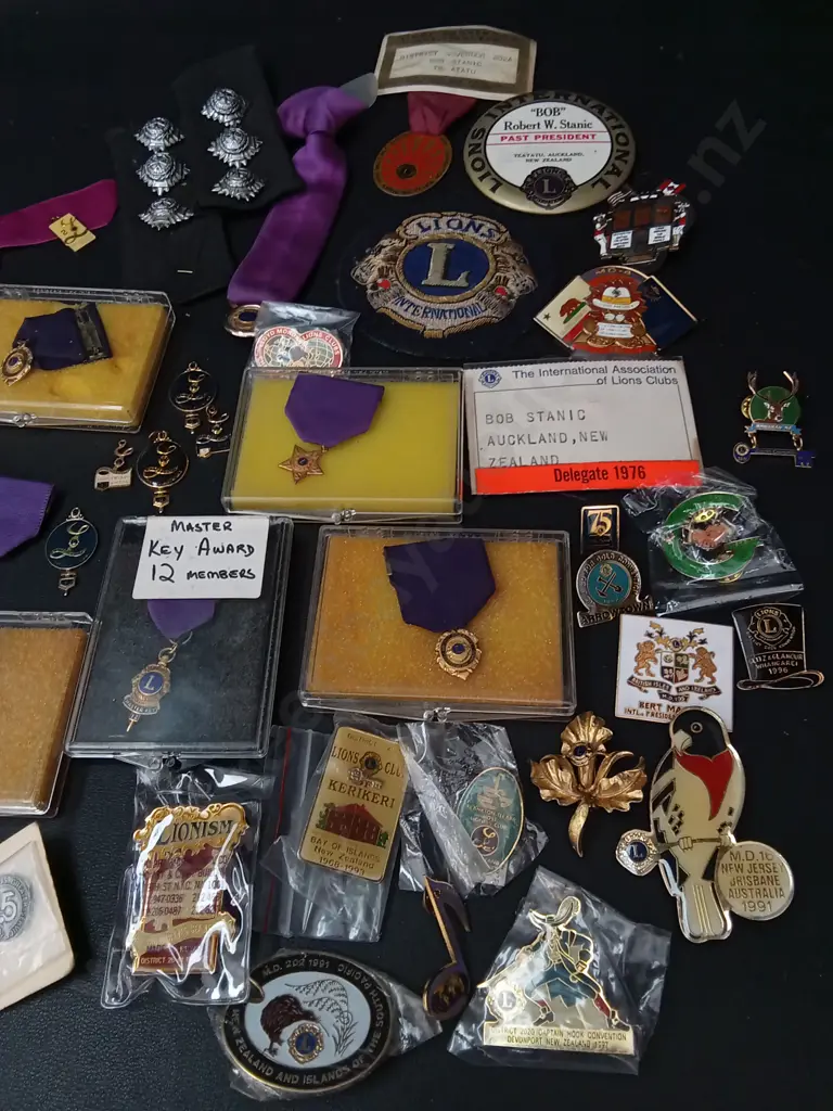 COLLECTION OF VINTAGE LIONS CLUB AWARDS, PINS AND BADGES Image 1++