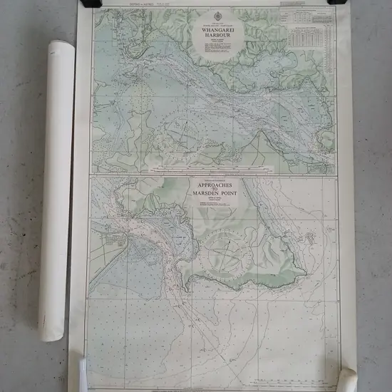 WHANGAREI 1974 AND TAURANGA 1975 PORT/HARBOUR MAPS, 111CM X 73CM
