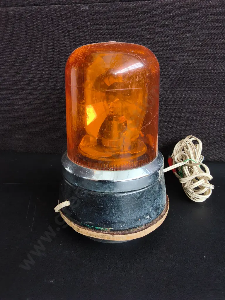 VINTAGE AMBER ROTATING BEACON WARNING LIGHT, H 23 CM Image 1++