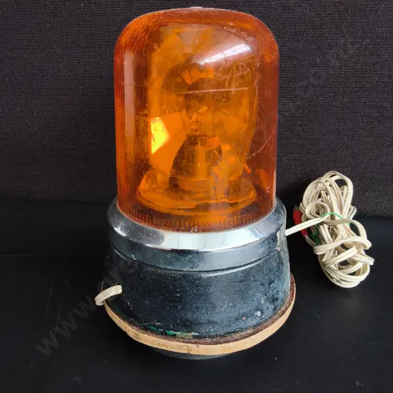 VINTAGE AMBER ROTATING BEACON WARNING LIGHT, H 23 CM