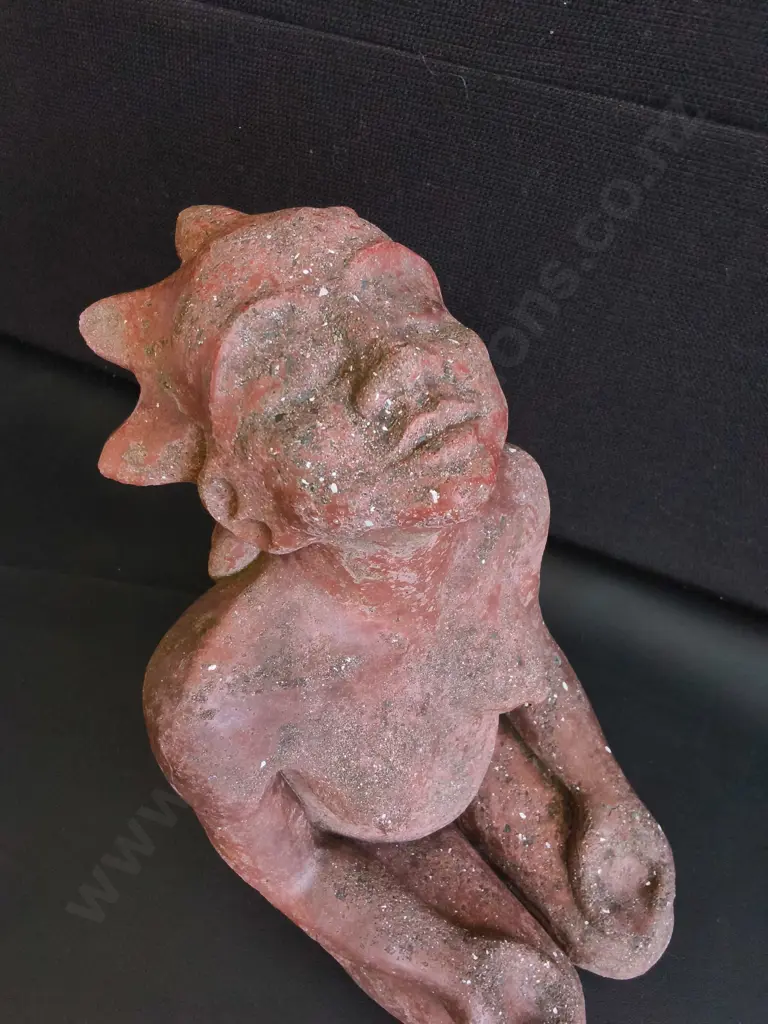 HAND SCULPTED TERRACOTTA SCULPTURE OF KNEELING WOMAN, H 34 CM Image 1++