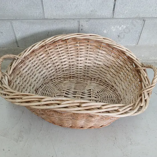 RATTAN BASKET, H 32CM X W 72CM X D 50CM