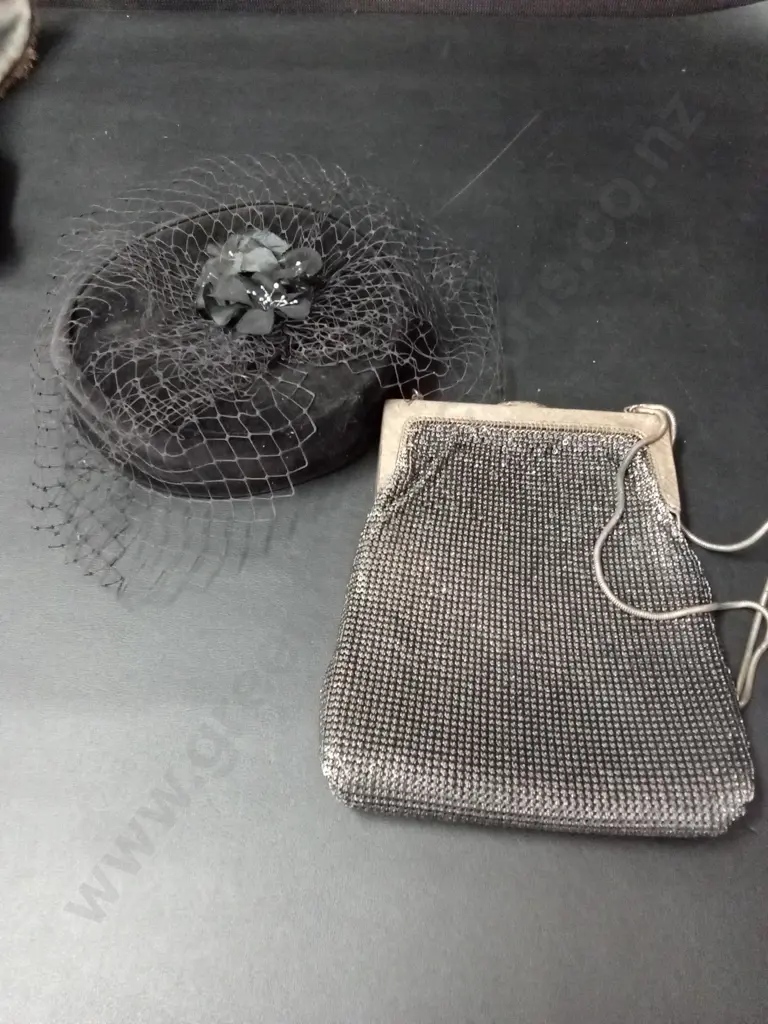2 VINTAGE FUR FORMAL WRAPS, OROTON BAG AND A VELVET PILLBOX HAT Image 1++