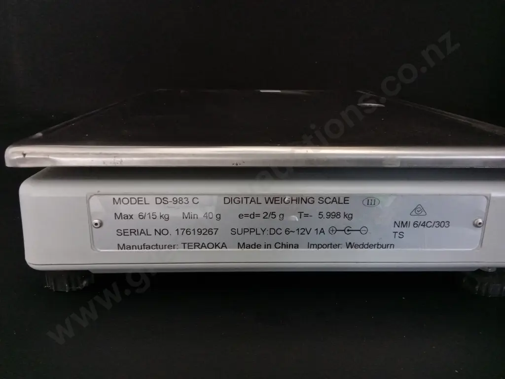 UNTESTED DIGITAL WEDDERBURN WEIGHING SCALE (NO DISPLAY OR CORD), MODEL DS-983C Image 1++
