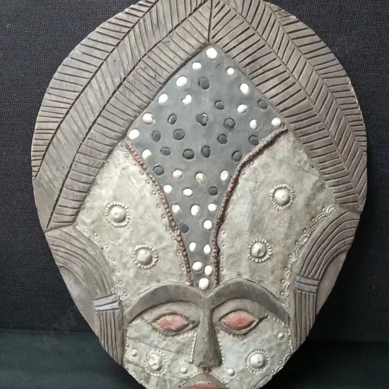 HAND CARVED WEST AFRICAN WALL MASKS 47CM