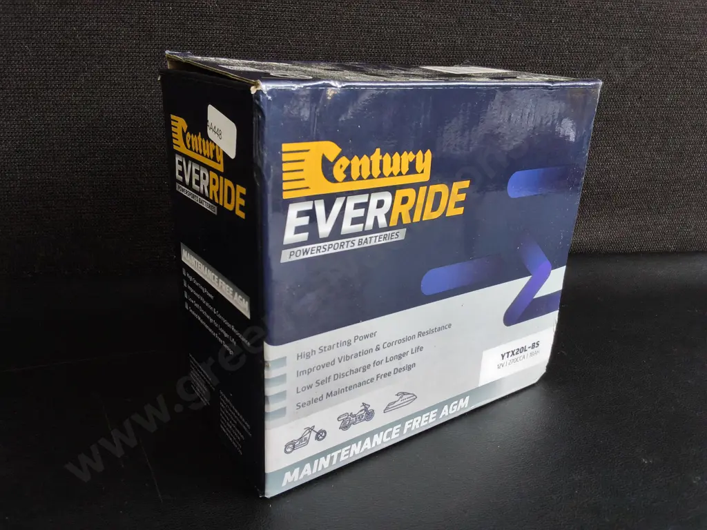 CENTURY EVERRIDE POWERSPORTS AND MOTORCYCLE AGM BATTERY BOX Image 1++