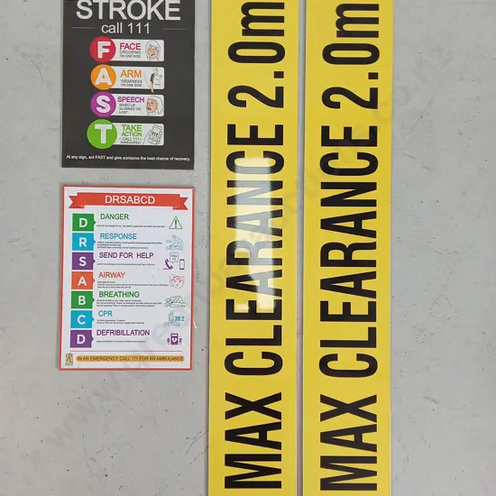 4 SIGNS, ,AX CLEARANCE IS 120CM X 20CM