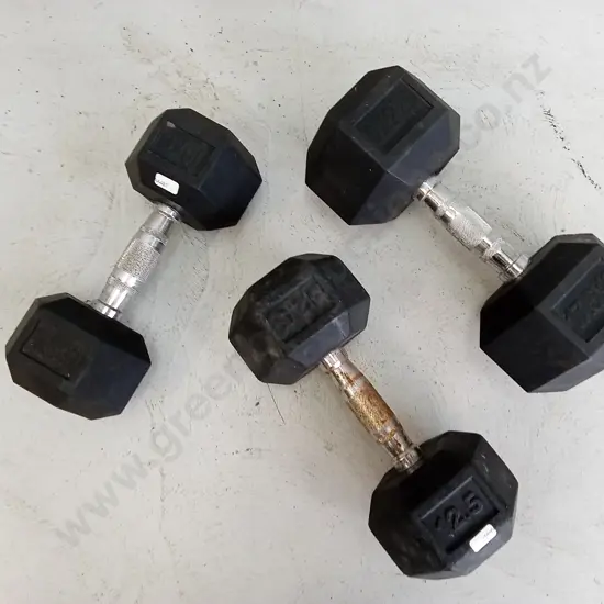 DUMBBELL SET, 1X 10KG, 12.5KG AND 17.5KG