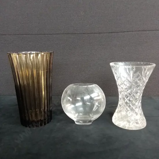 GLASS VASES X 3