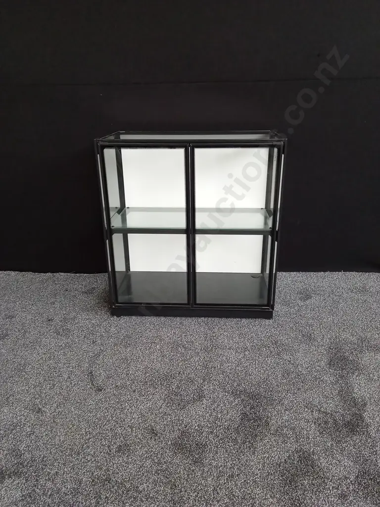 BLACK FRAME GLASS DISPLAY CABINET WITH SHELVES AND DOORS Image 1++