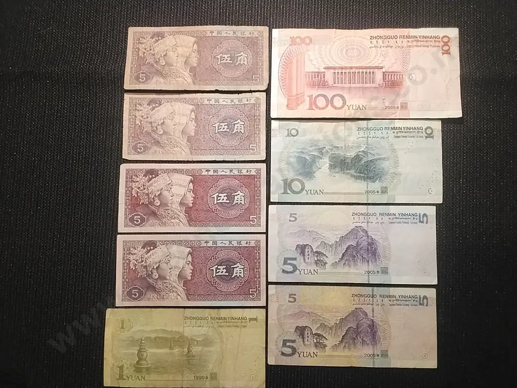 COLLECTION OF VINTAGE CHINESE YUAN AND JIAO BANK NOTES X 9 Image 1++