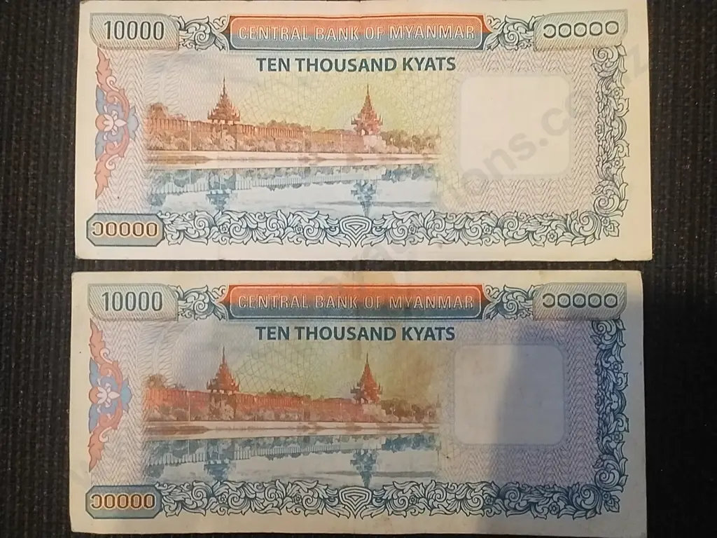 2 X MYNMAR 10000 KYAT BANK NOTES FROM 2012 SERIES PLUS 1 X 1953 MALAYA AND BRITISH BORNEO 1 DOLLAR NOTE Image 1++