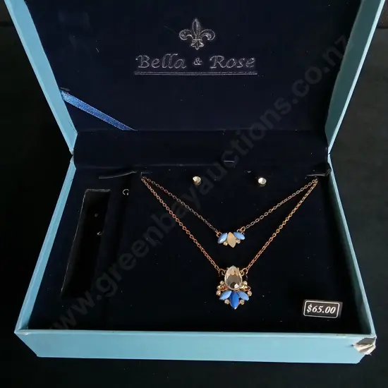 BELLA AND ROSE NECKLACE AND EARRING SET