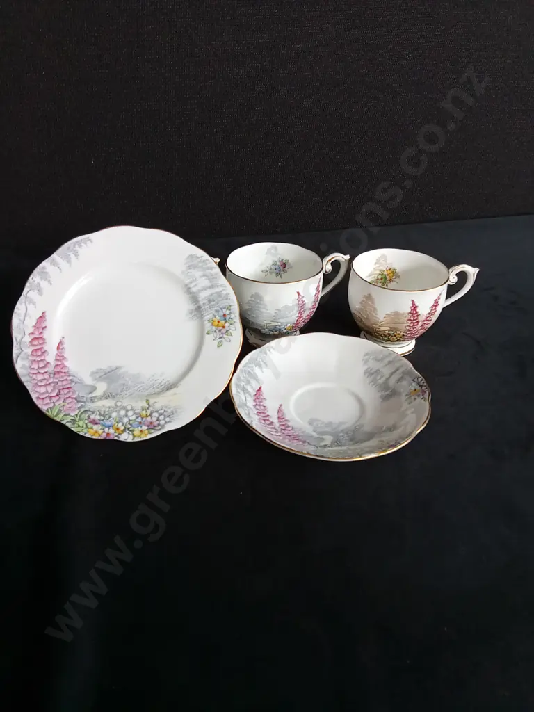 16 PIECE BELLS QUEEN ANNE LOVERS LANE BONE CHINA TEA SET Image 1++