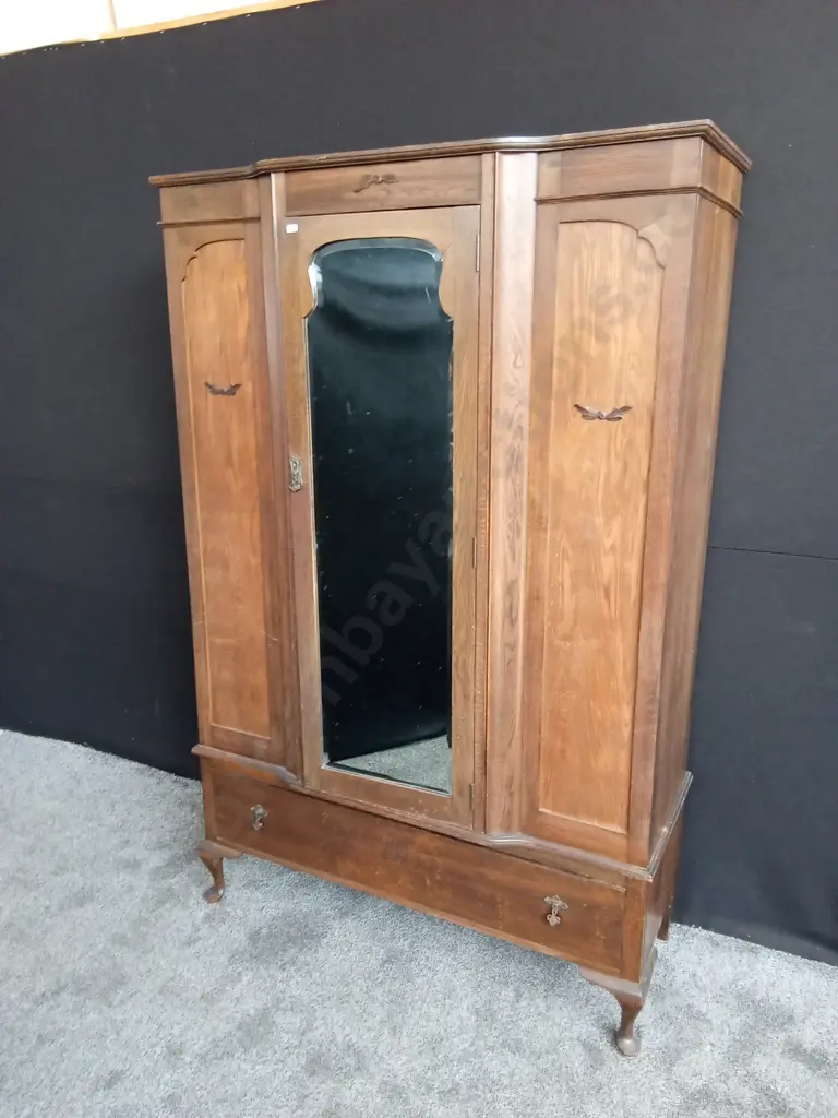 ANTIQUE WOODEN DRESSER WITH MIRROR L 122CM , D 46CM , H 193CM Image 1++