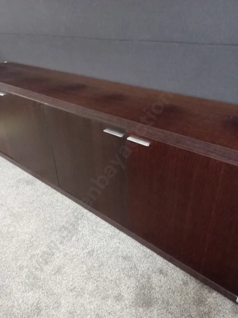 DARK WOODEN ENTERTAINMENT UNIT. FOUR DOORS ( L 266cm , D 50cm , H 80cm ) Image 1++