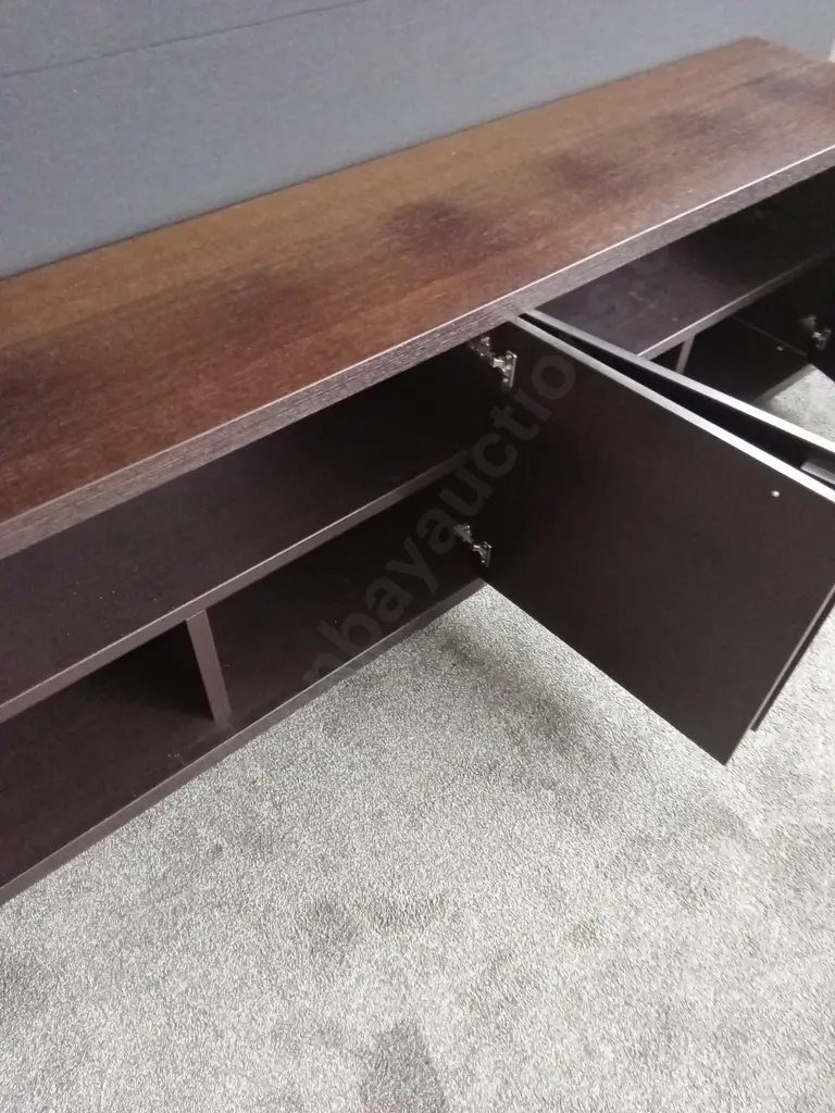 DARK WOODEN ENTERTAINMENT UNIT. FOUR DOORS ( L 266cm , D 50cm , H 80cm ) Image 1++