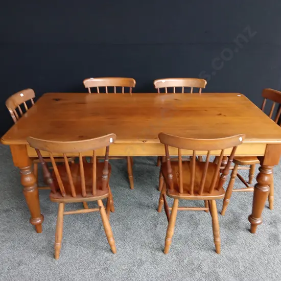 HANDMADE NATIV3 TIMBER DINING SETTING BY ZYLSTRA MANUFACTURING 1980, VERY SOLID WITH 6 CHAIRS L171CM H76CM D95CM