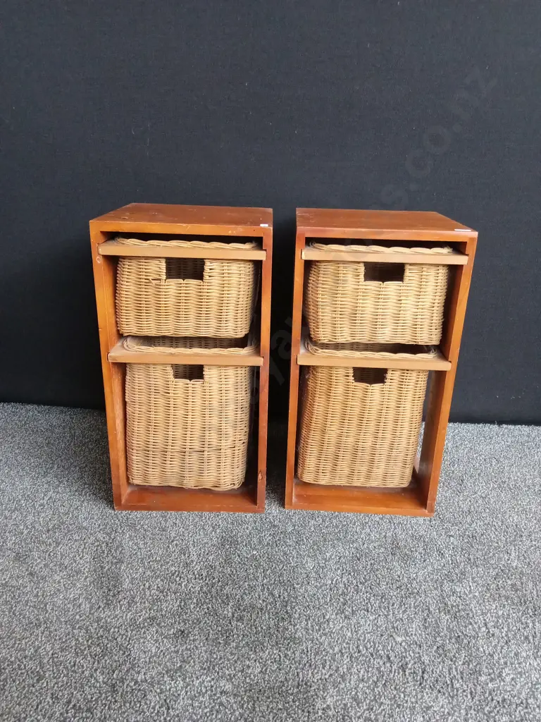 VEGETABLE AND POTATO WICKER BASKET STORAGE UNITS L. 29CM H. 55CM D 29CM Image 1++