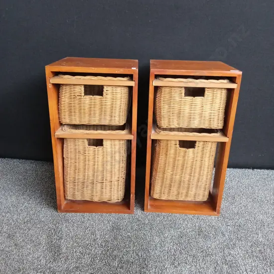 VEGETABLE AND POTATO WICKER BASKET STORAGE UNITS L. 29CM H. 55CM D 29CM