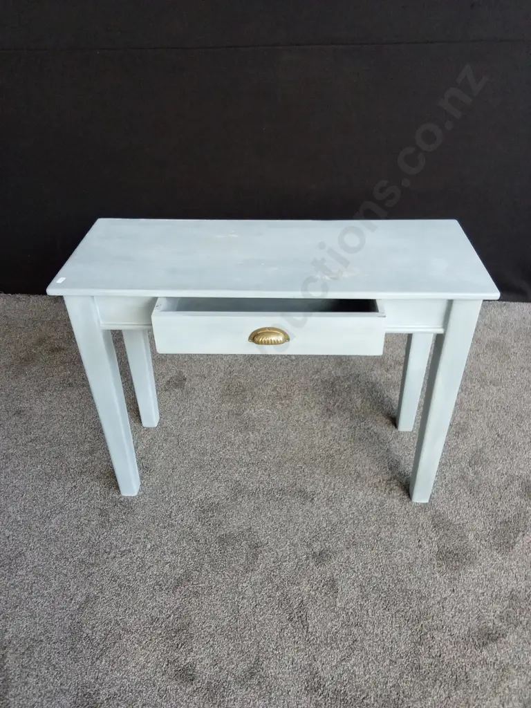 LIGHT BLUE PAINTED DESK WITH SINGLE DRAWER L 1M D .4M H .745 Image 1++