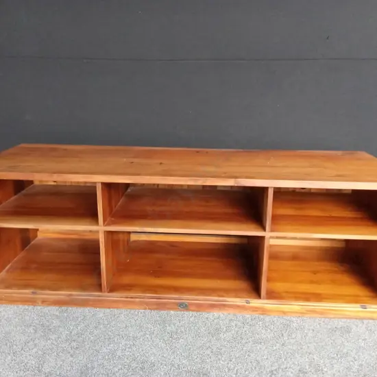 WOODEN ENTERTAINMENT UNIT L 185CM  H 61CM  D 65CM
