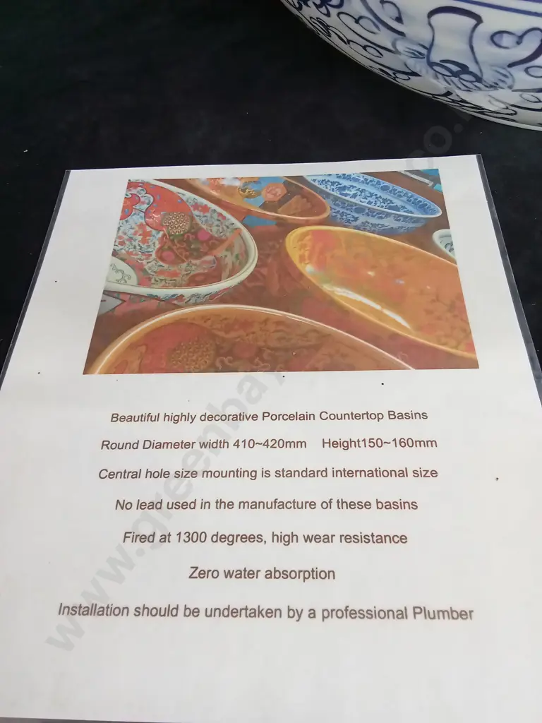 DECORATIVE PORCELAIN COUNTERTOP BASIN ROUND DIAMETER WIDTH 410-420MM HEIGHT 150~160MM Image 1++