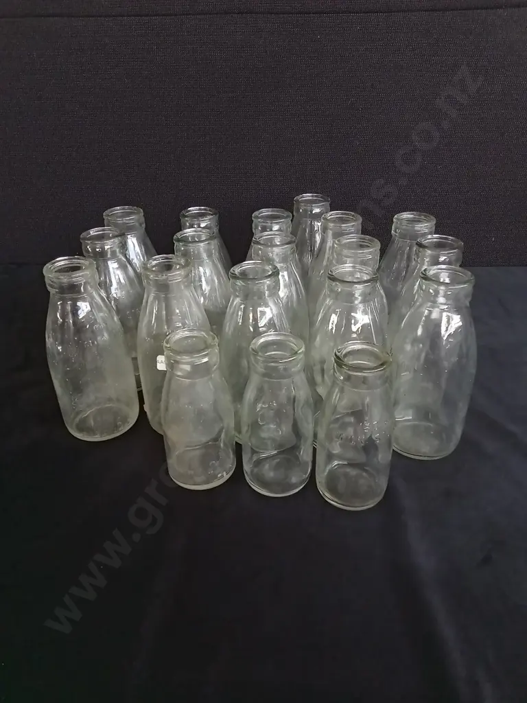 19 GLASS MILK BOTTLES Image 1++