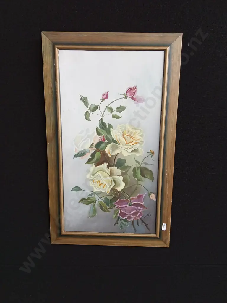 FRAMED PAINTING OF FLOWERS BY MMcK Image 1++