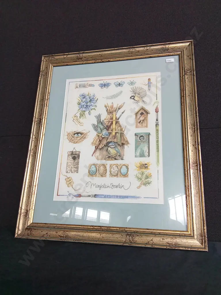 FRAMED MARJOLEIN BASTIN CROSS STITCH BIRDHOUSE ARTISTRY Image 1++