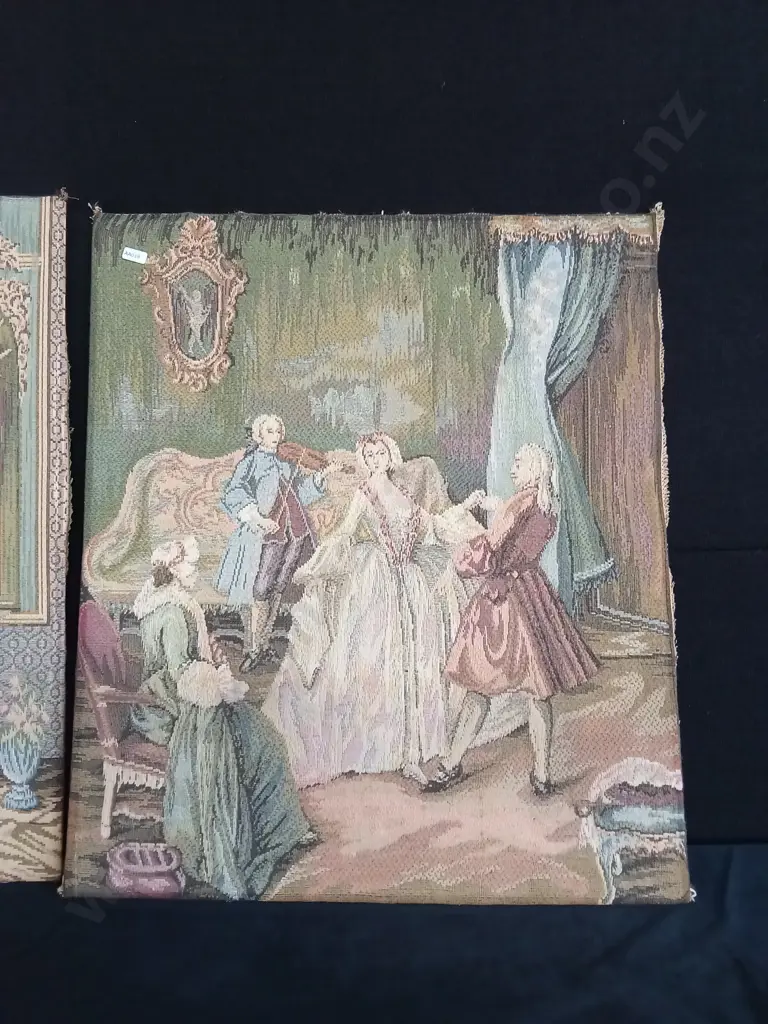 VINTAGE WOVEN TAPESTRY ON BOARD X 2 Image 1++
