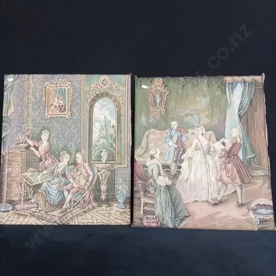 VINTAGE WOVEN TAPESTRY ON BOARD X 2