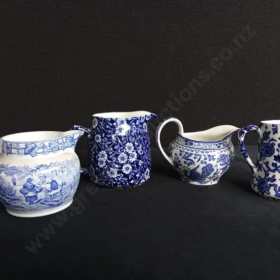 BURLEIGH JUGS X 3 AND A SPODE CREAMER JUG