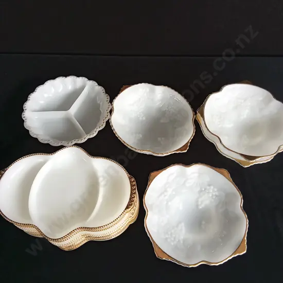 FIRE KING ANCHOR HOCKING WHITE MILK GLASS SERVING DISHES