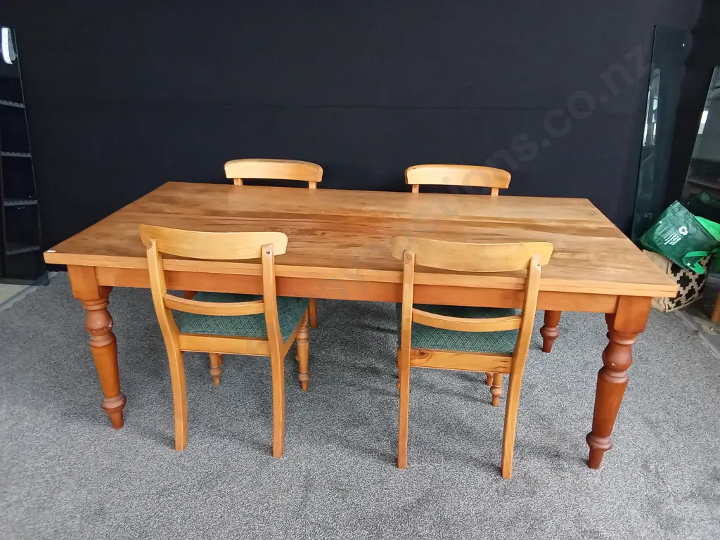 WOODEN TABLE AND 4 CHAIRS H75.5CM L196.5CM D95.5CM Image 1++