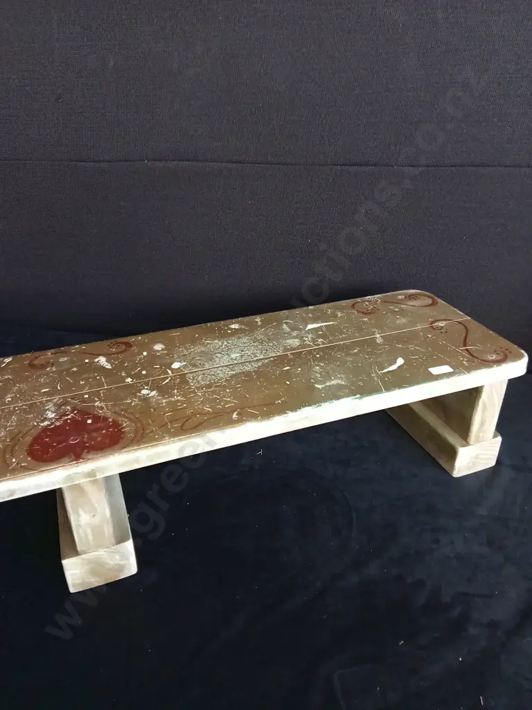 WOODEN LOW BENCH/SHELF 99CM L X 15CM H Image 1++