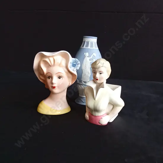 SET OF VINTAGE LADY VASES