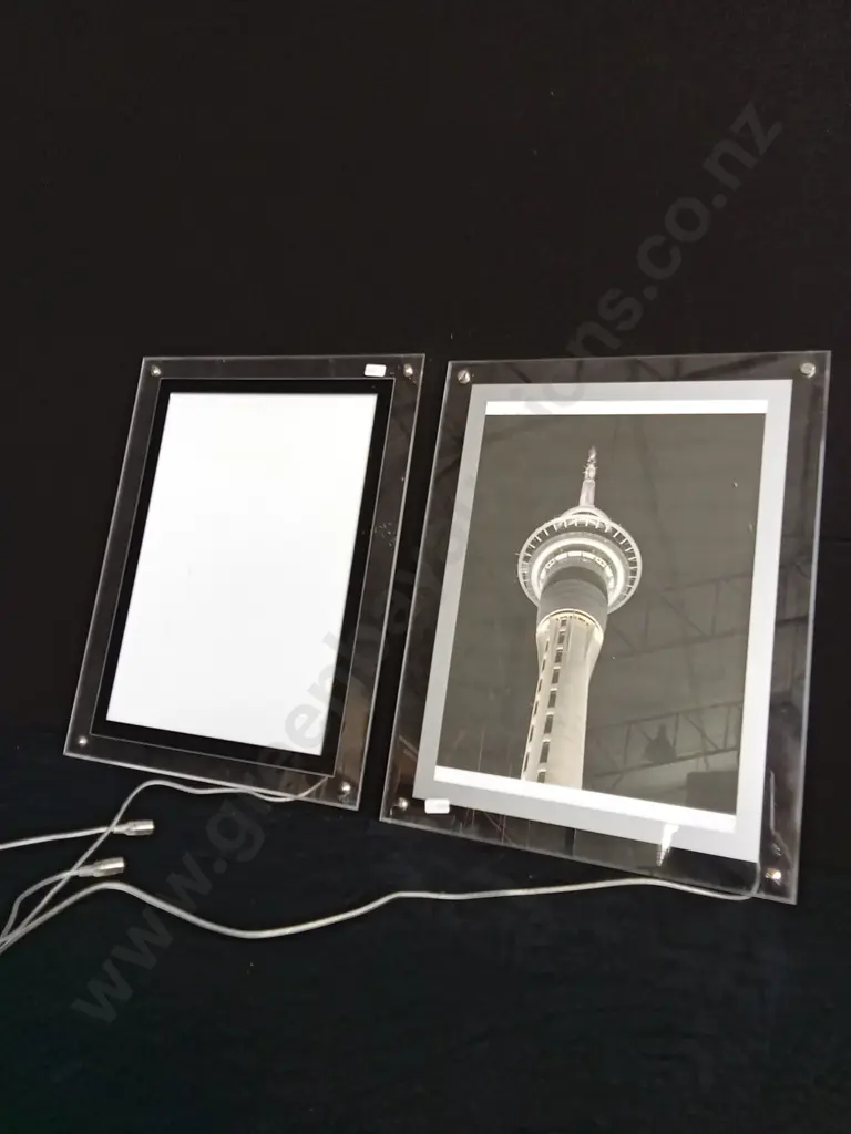 TWO ACRYLIC LED FRAMES (WORKING) BUT NO POWER ADAPTER Image 1++